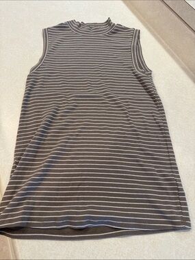GAP Brown and White Striped Mock Neck Tank